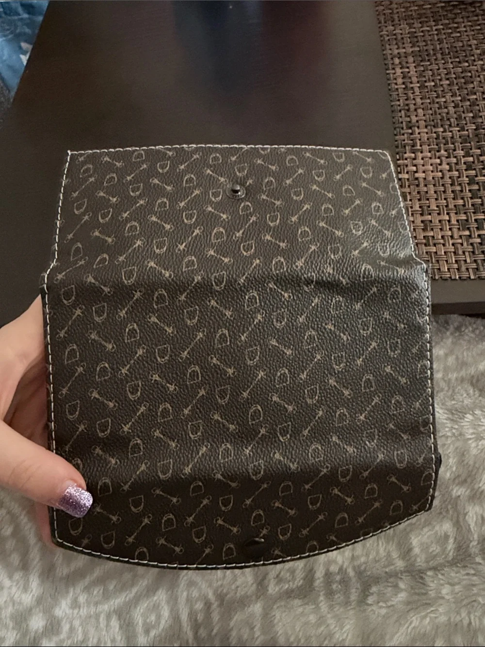 Brown Patterned Snap Fold Wallet